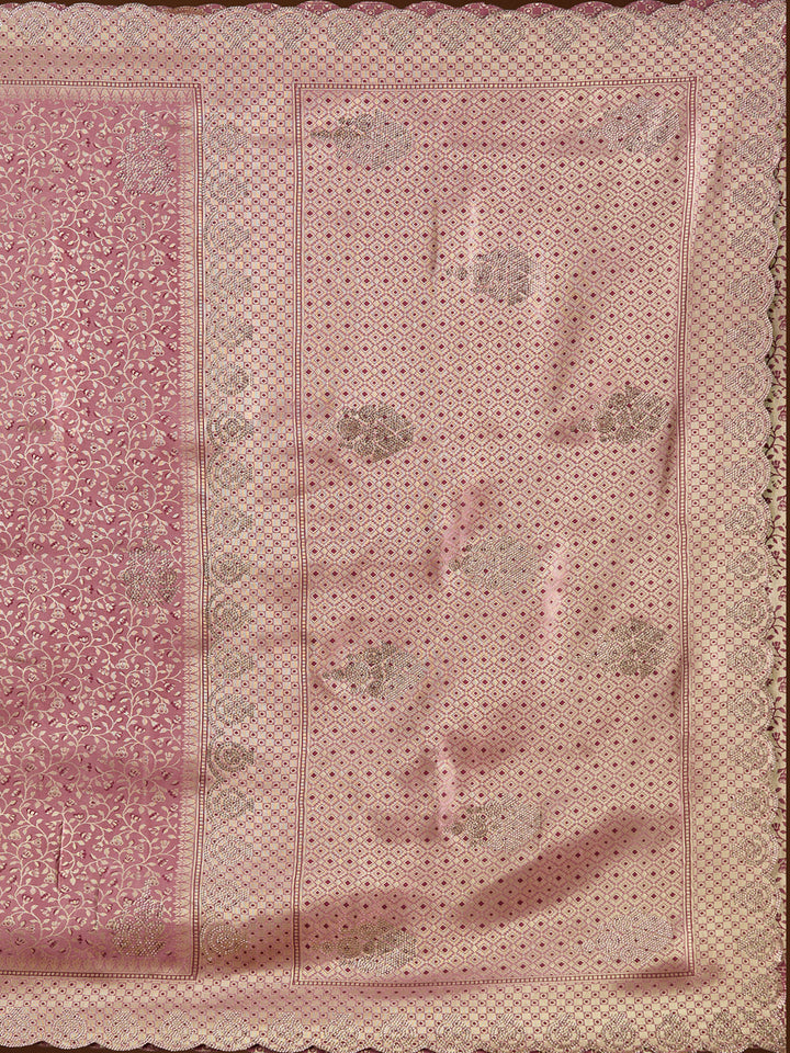 Mauve Stonework (Gold) Silk Saree