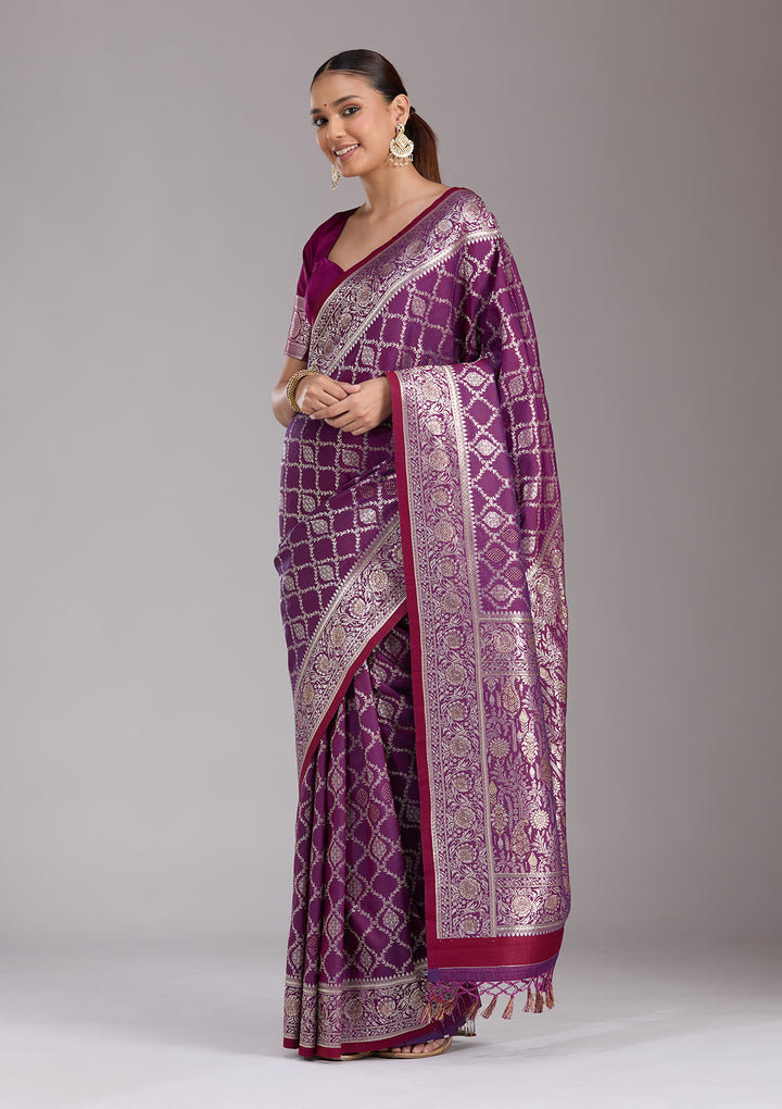 Purple Stonework (Gold) Silk Saree