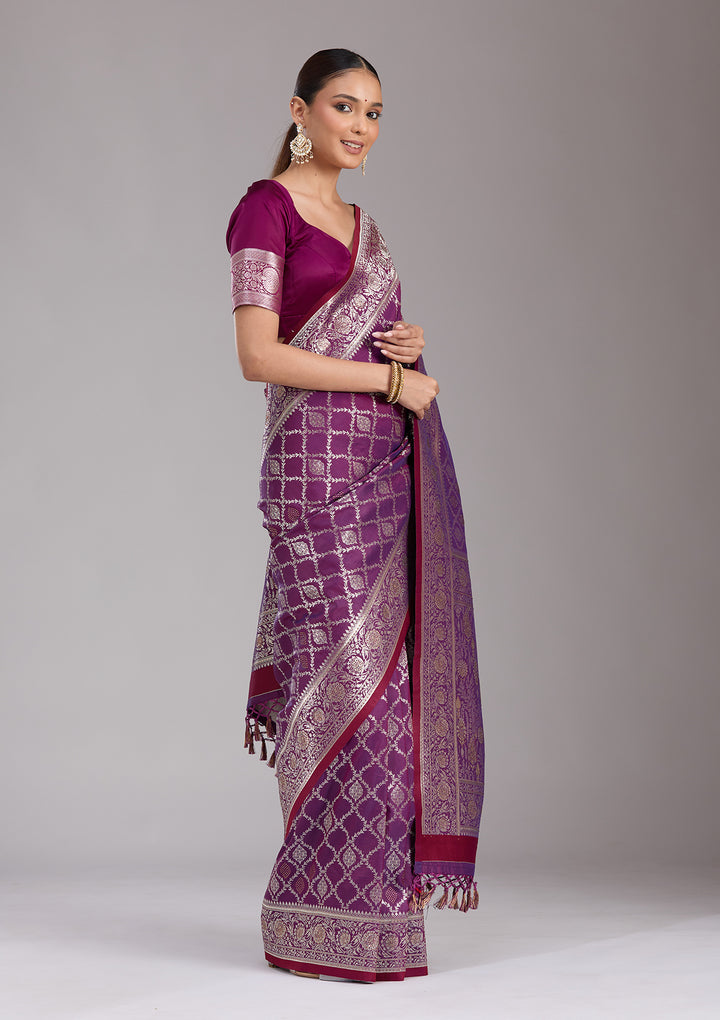 Purple Stonework (Gold) Silk Saree