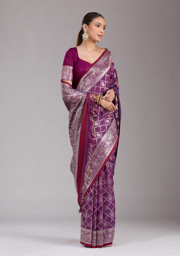 Purple Stonework (Gold) Silk Saree