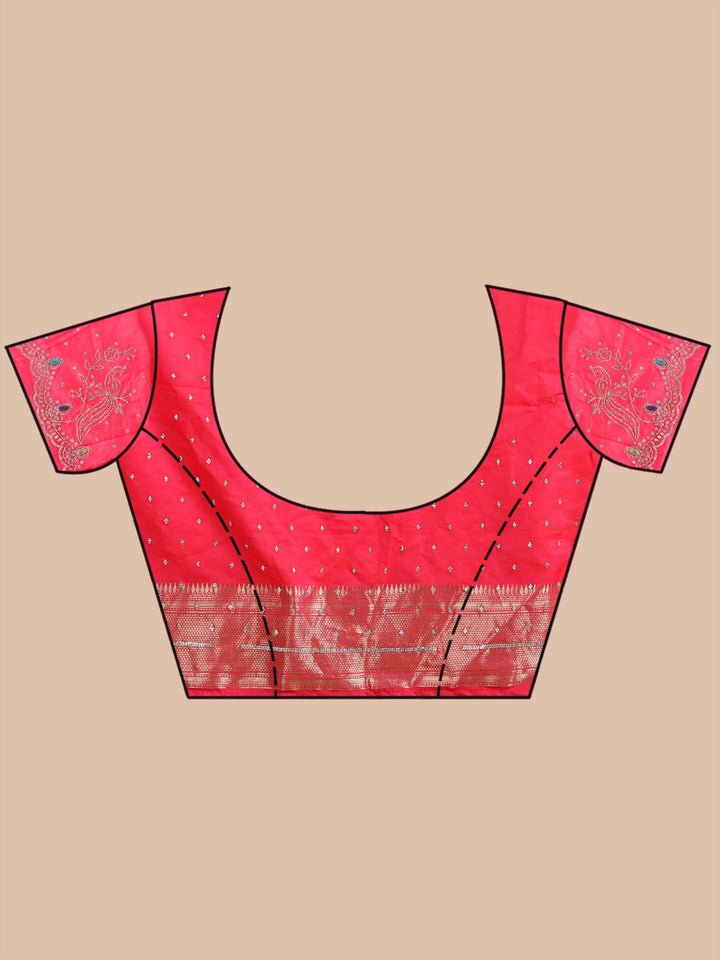 Rani Pink Stonework (Gold) Silk Silk_Saree