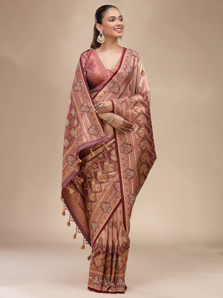 Baby Pink Aariwork Art Silk Silk_Saree