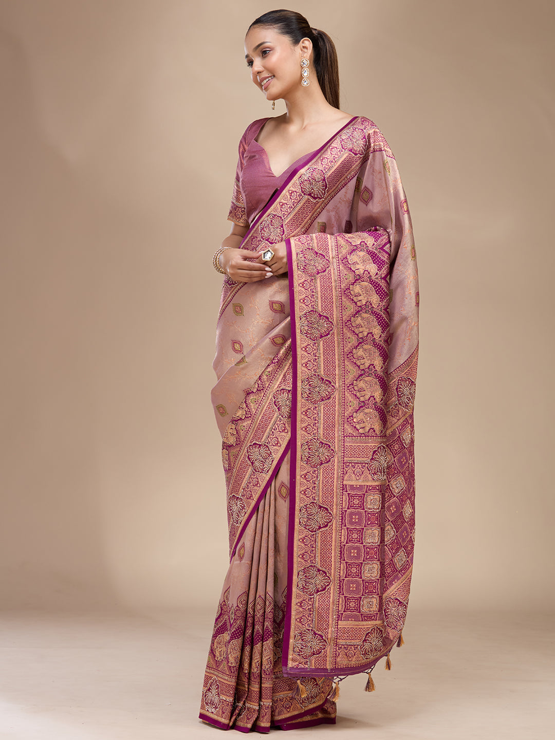 Lavender Aariwork Art Silk Silk_Saree