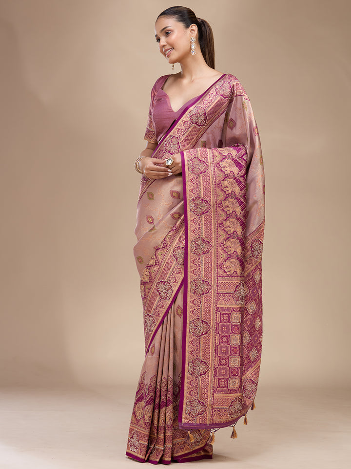 Lavender Aariwork Art Silk Silk_Saree