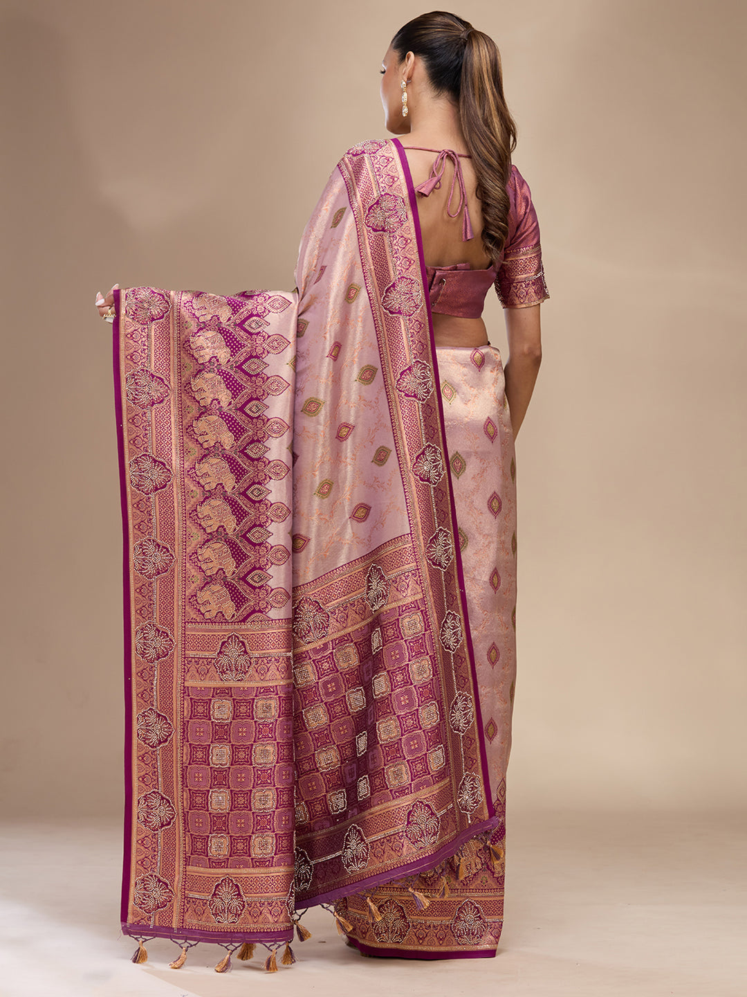 Lavender Aariwork Art Silk Silk_Saree