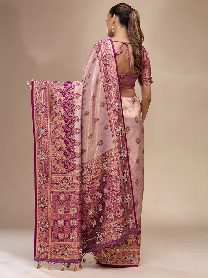 Lavender Aariwork Art Silk Silk_Saree