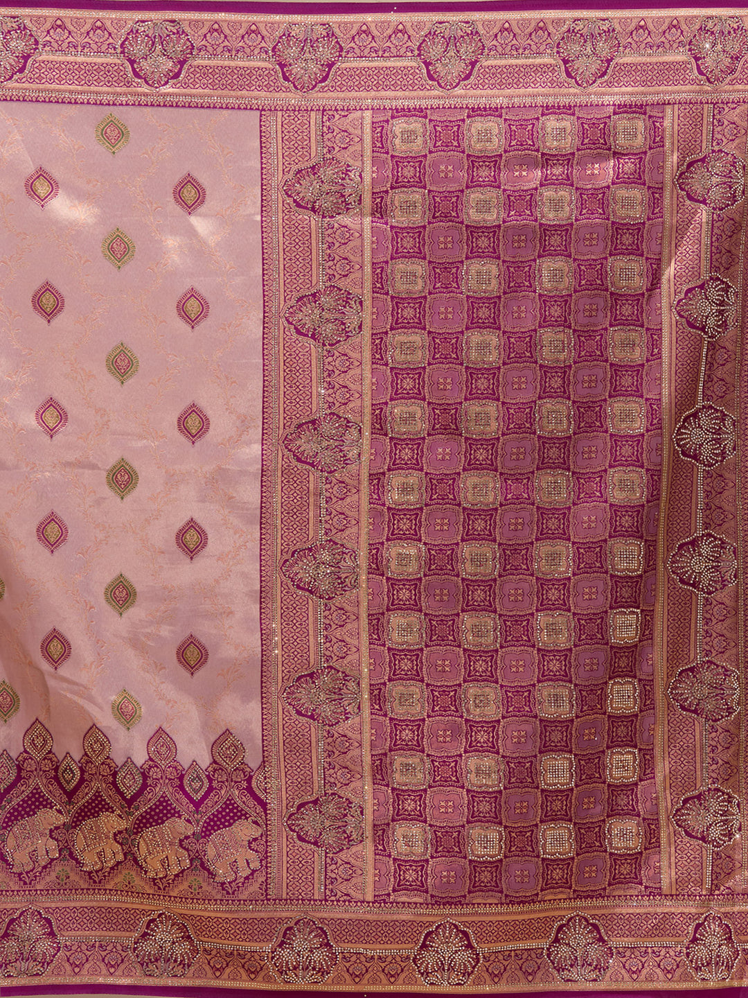 Lavender Aariwork Art Silk Silk_Saree