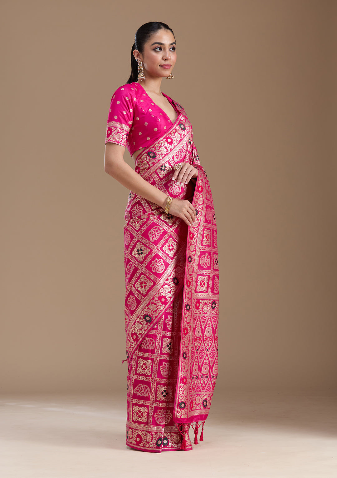 Magenta Pink Kanjivaram Silk Saree