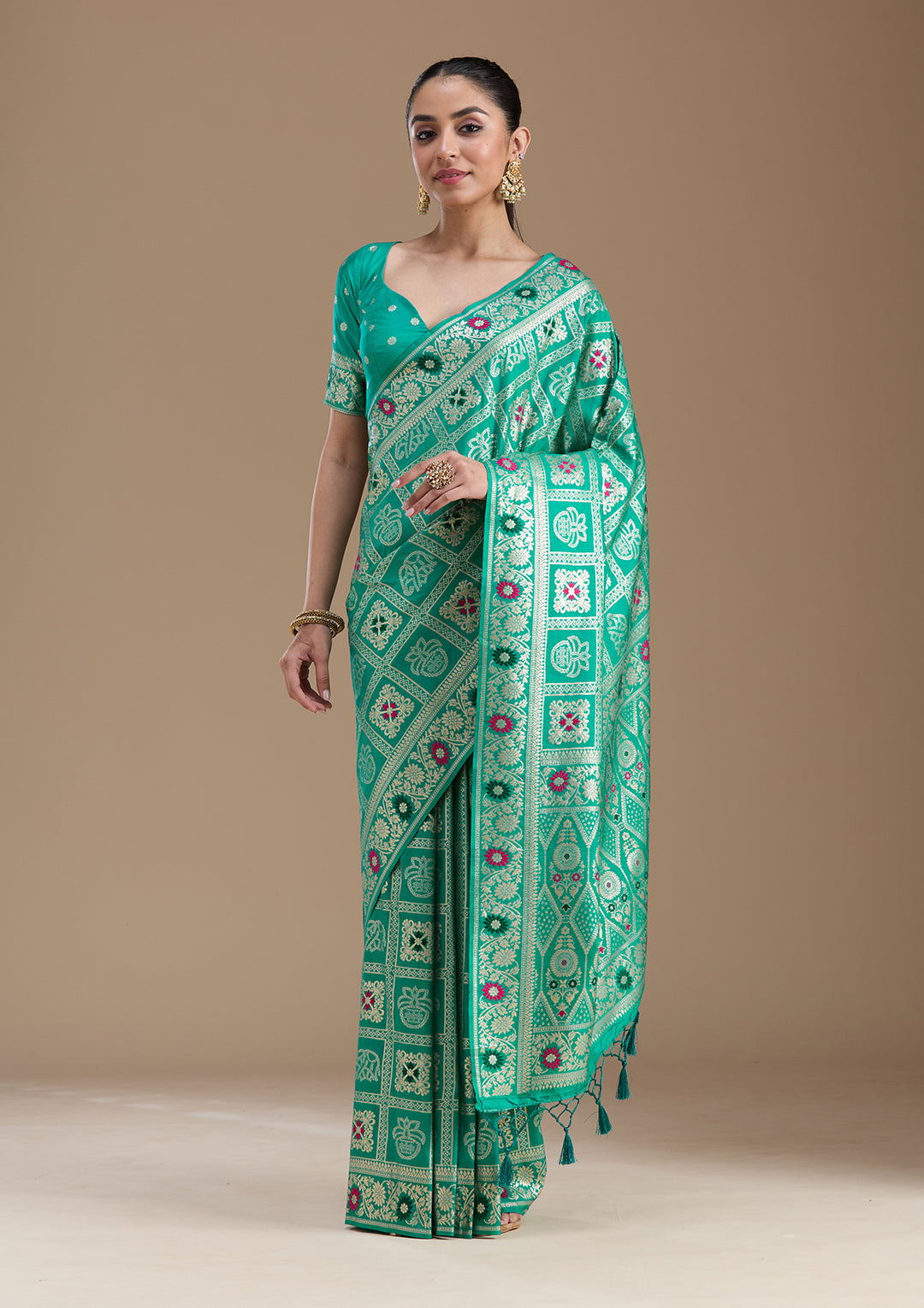 Rama Green Kanjivaram Silk Saree