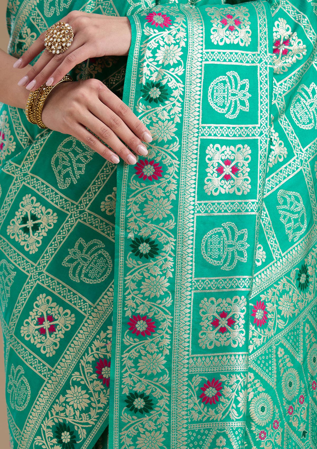 Rama Green Kanjivaram Silk Saree