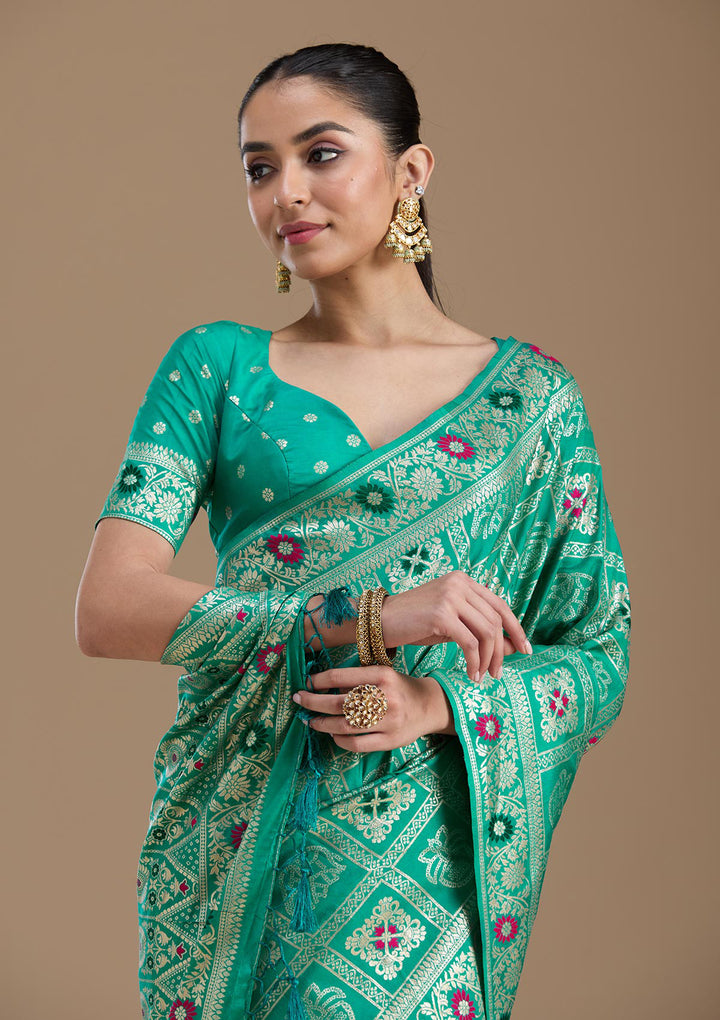 Rama Green Kanjivaram Silk Saree