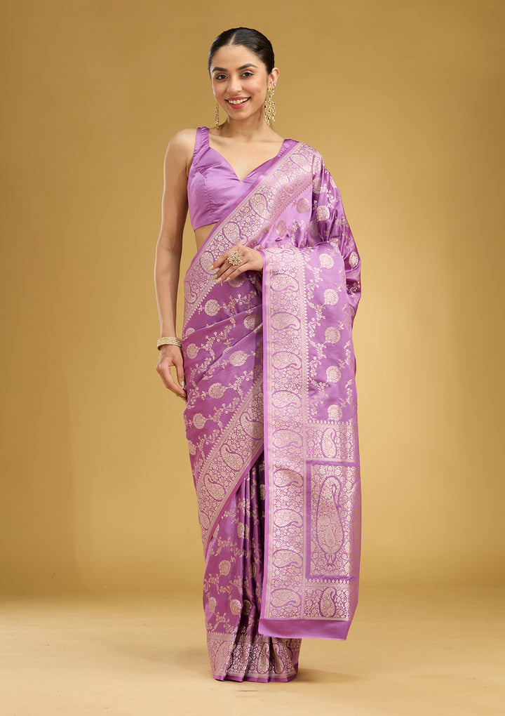 Lavender Zariwork Art Silk Saree