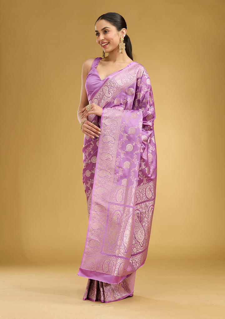 Lavender Zariwork Art Silk Saree