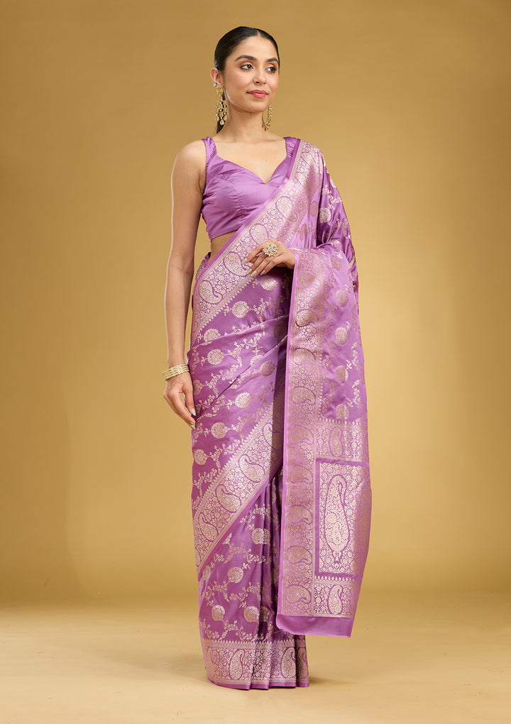 Lavender Zariwork Art Silk Saree
