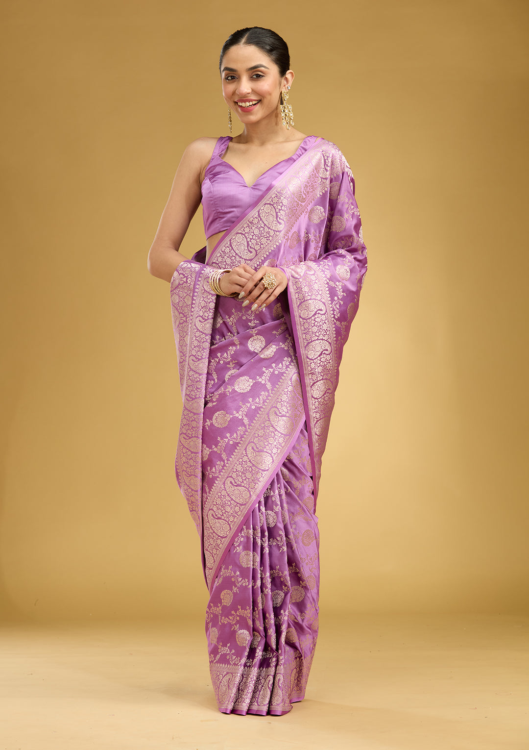 Lavender Zariwork Art Silk Saree