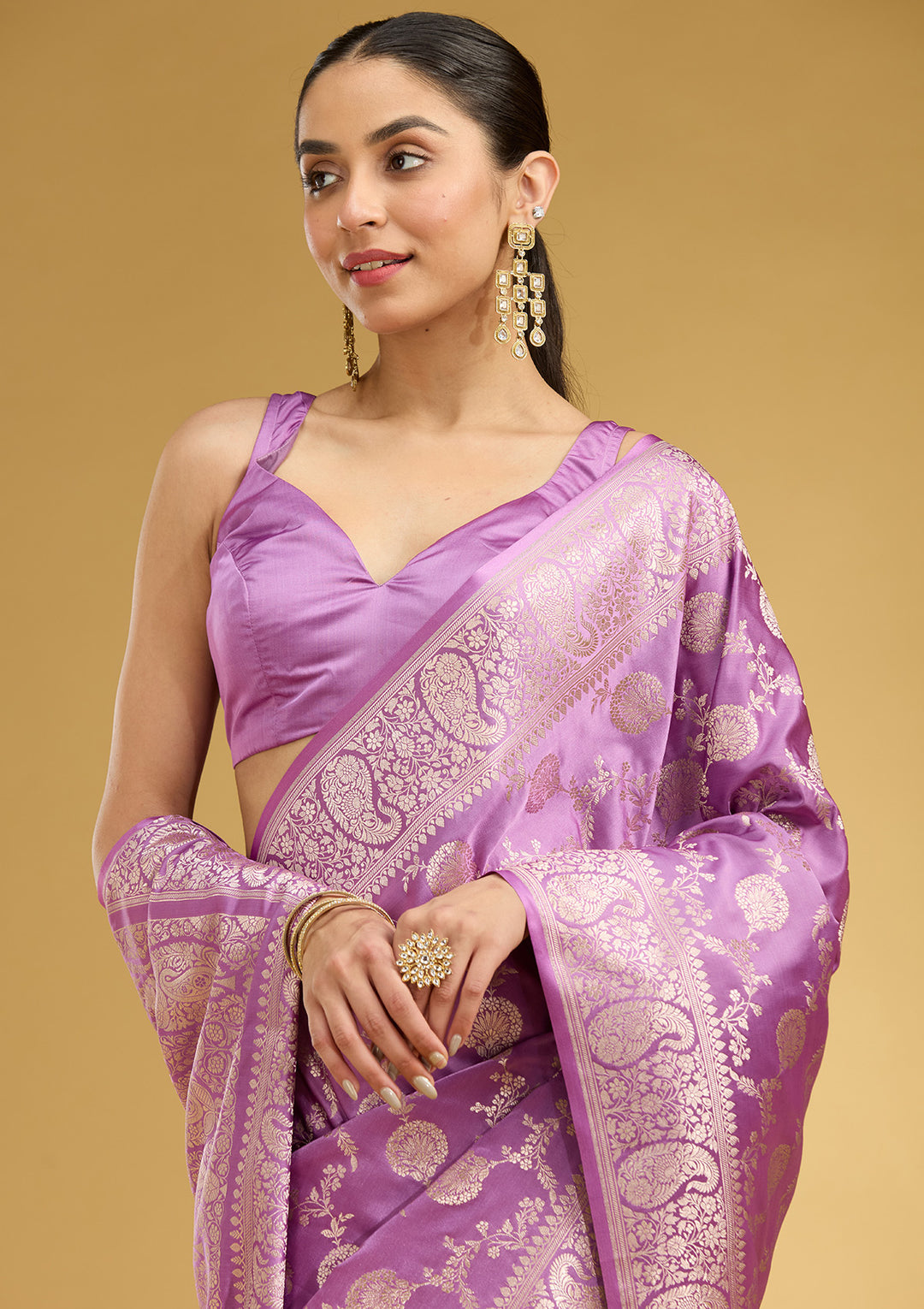 Lavender Zariwork Art Silk Saree