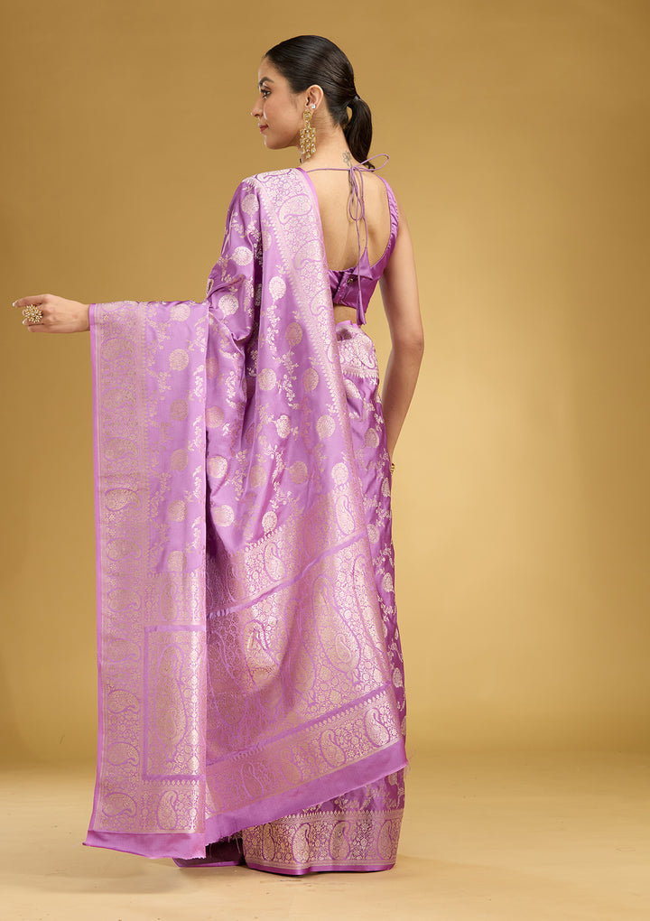 Lavender Zariwork Art Silk Saree