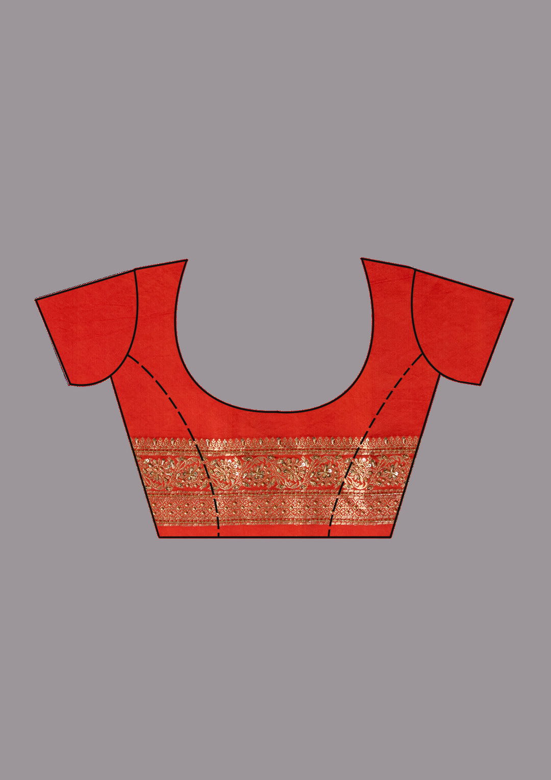 Orange Aariwork Silk Saree