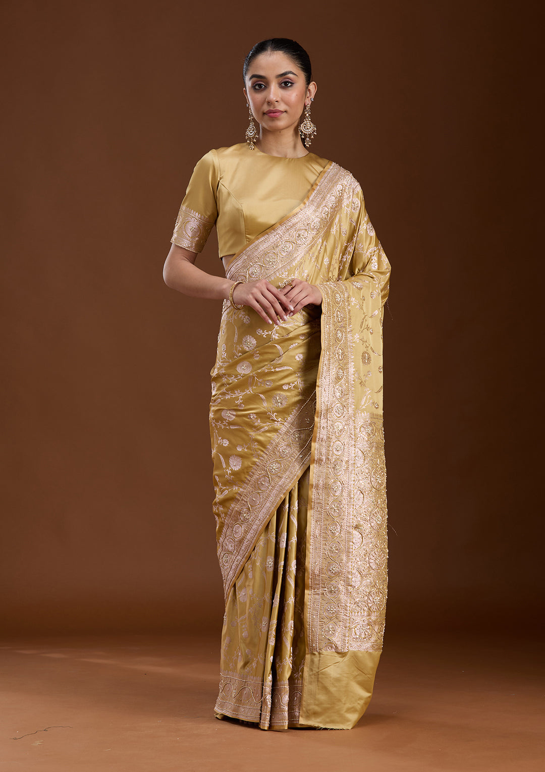 Mehendi Zardozi (Silver) Art Silk Silk_Saree