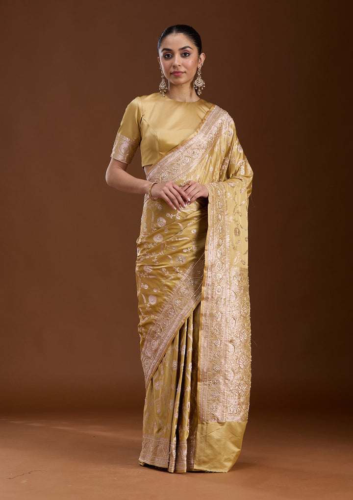 Mehendi Zardozi (Silver) Art Silk Silk_Saree