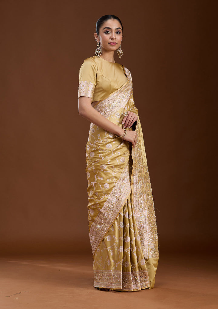 Mehendi Zardozi (Silver) Art Silk Silk_Saree