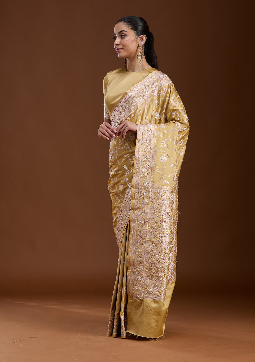 Mehendi Zardozi (Silver) Art Silk Silk_Saree