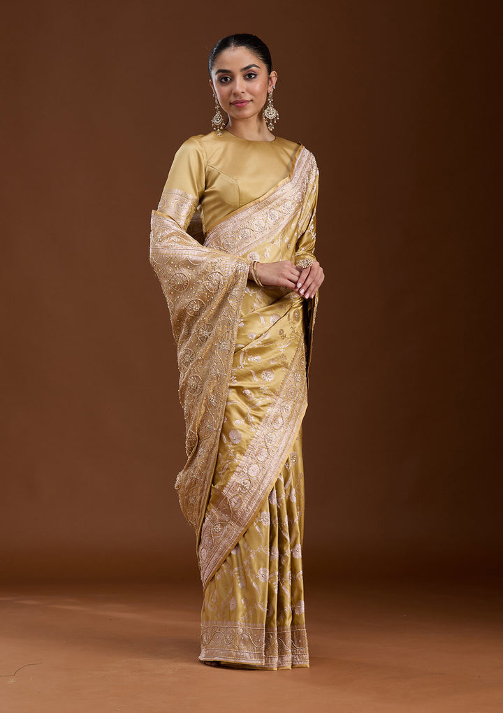 Mehendi Zardozi (Silver) Art Silk Silk_Saree