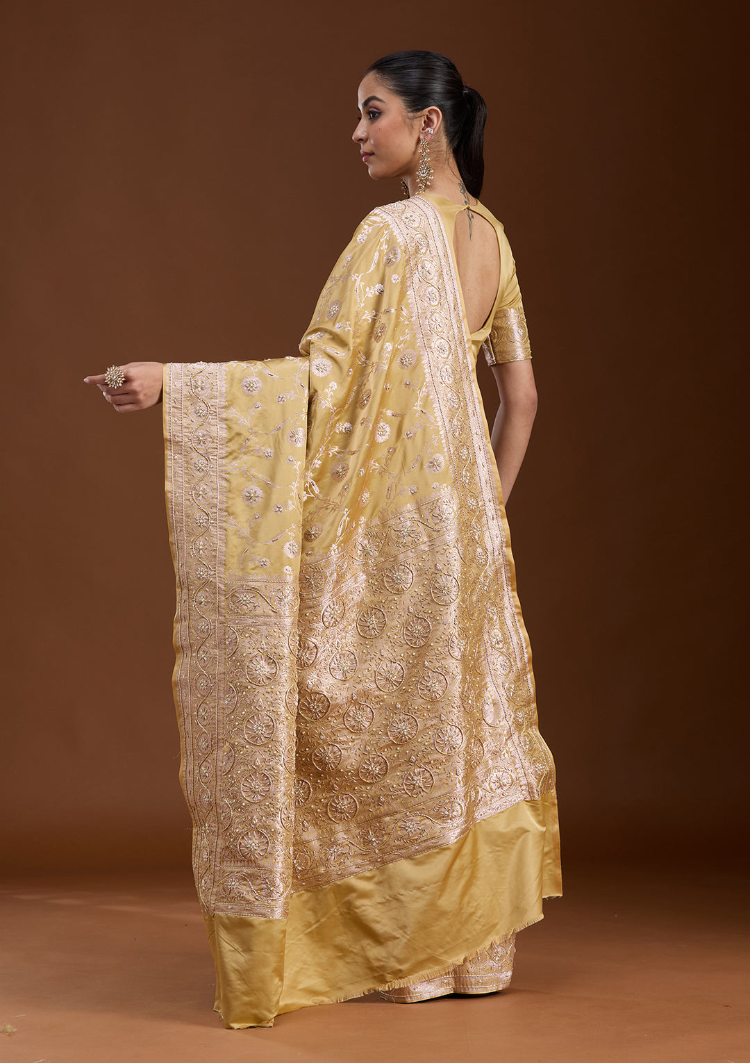 Mehendi Zardozi (Silver) Art Silk Silk_Saree