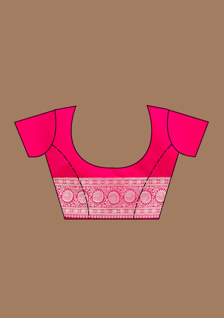 Rani Pink Zardozi (Silver) Art Silk Silk_Saree