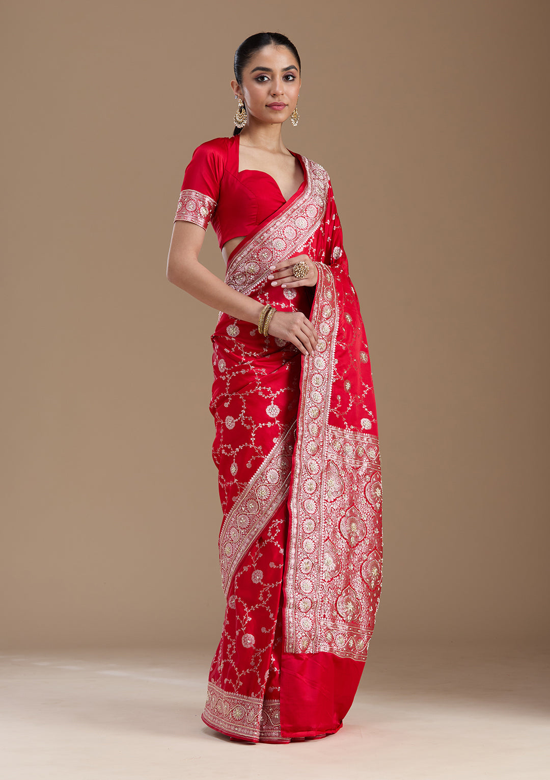 Red Zardozi (Silver) Art Silk Silk_Saree