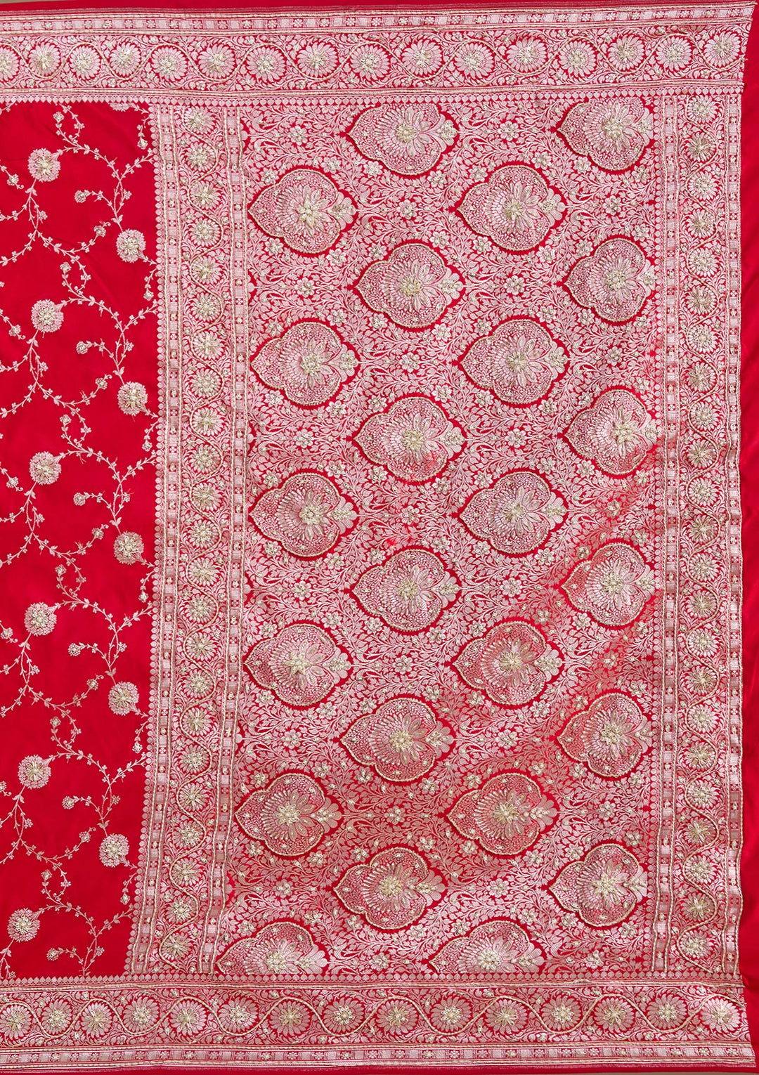 Red Zardozi (Silver) Art Silk Silk_Saree