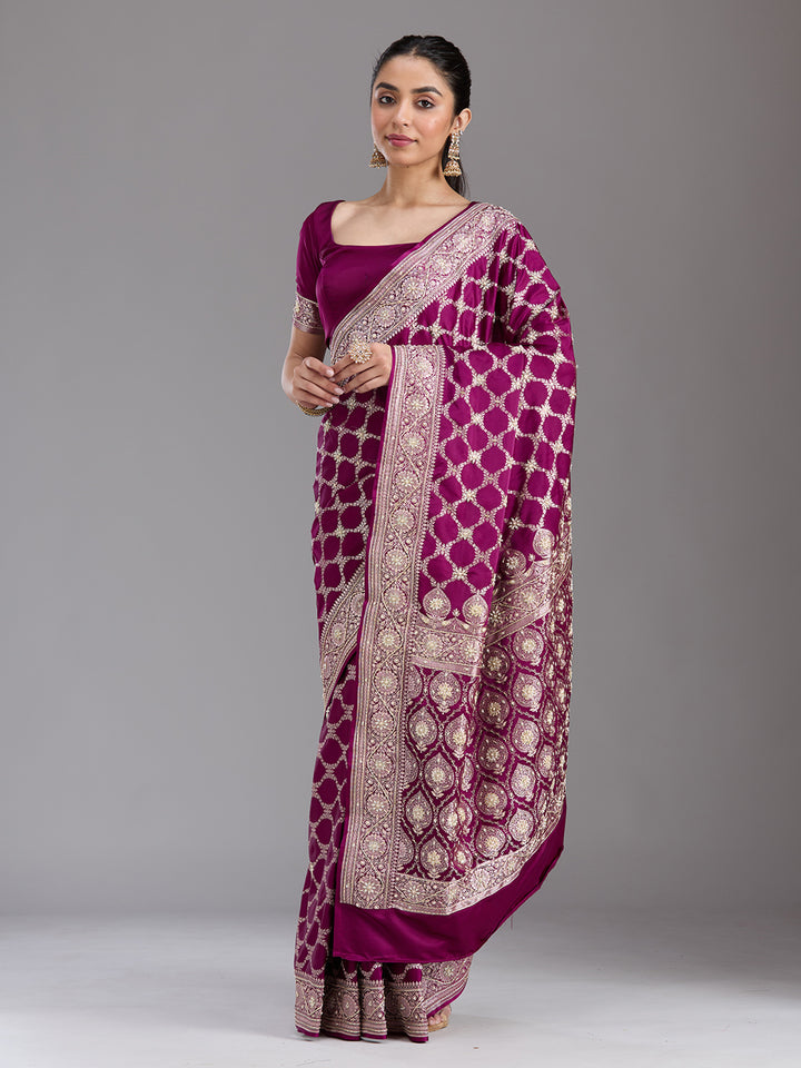 Maroon Zardozi (Silver) Art Silk Silk_Saree