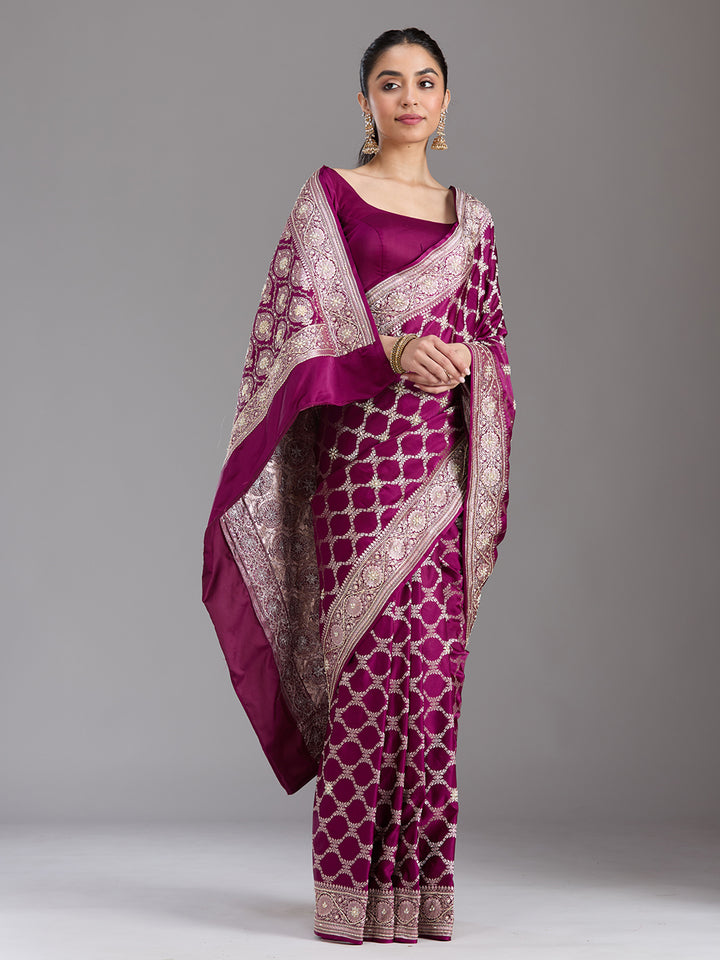 Maroon Zardozi (Silver) Art Silk Silk_Saree
