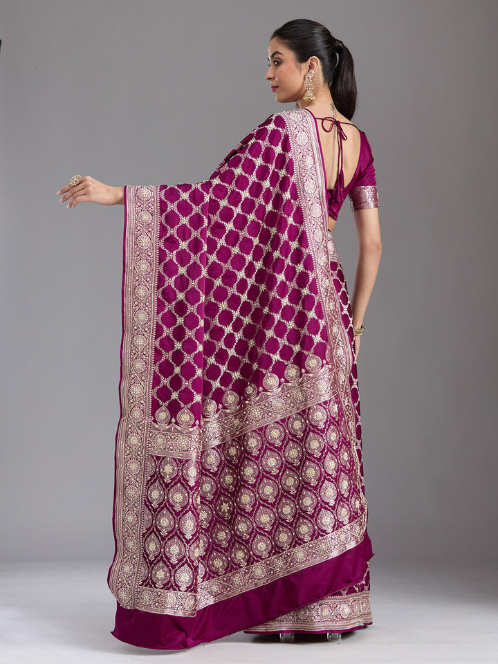Maroon Zardozi (Silver) Art Silk Silk_Saree