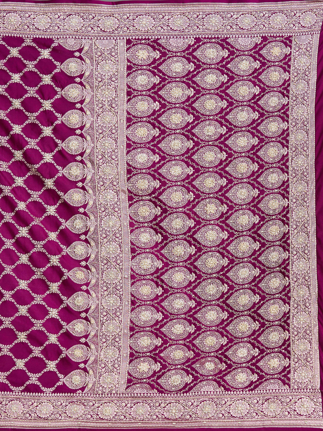 Maroon Zardozi (Silver) Art Silk Silk_Saree