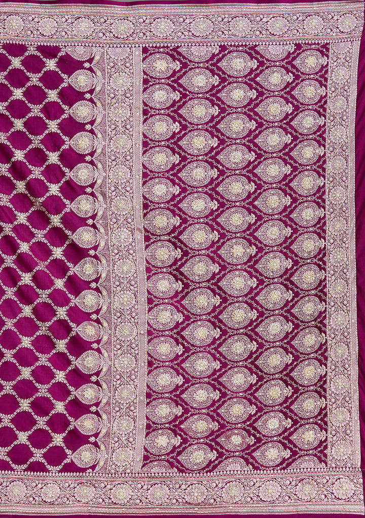 Wine Zardozi (Silver) Art Silk Silk_Saree