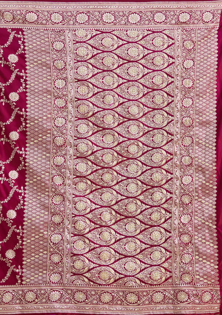 Maroon Zardozi (Silver) Art Silk Silk_Saree