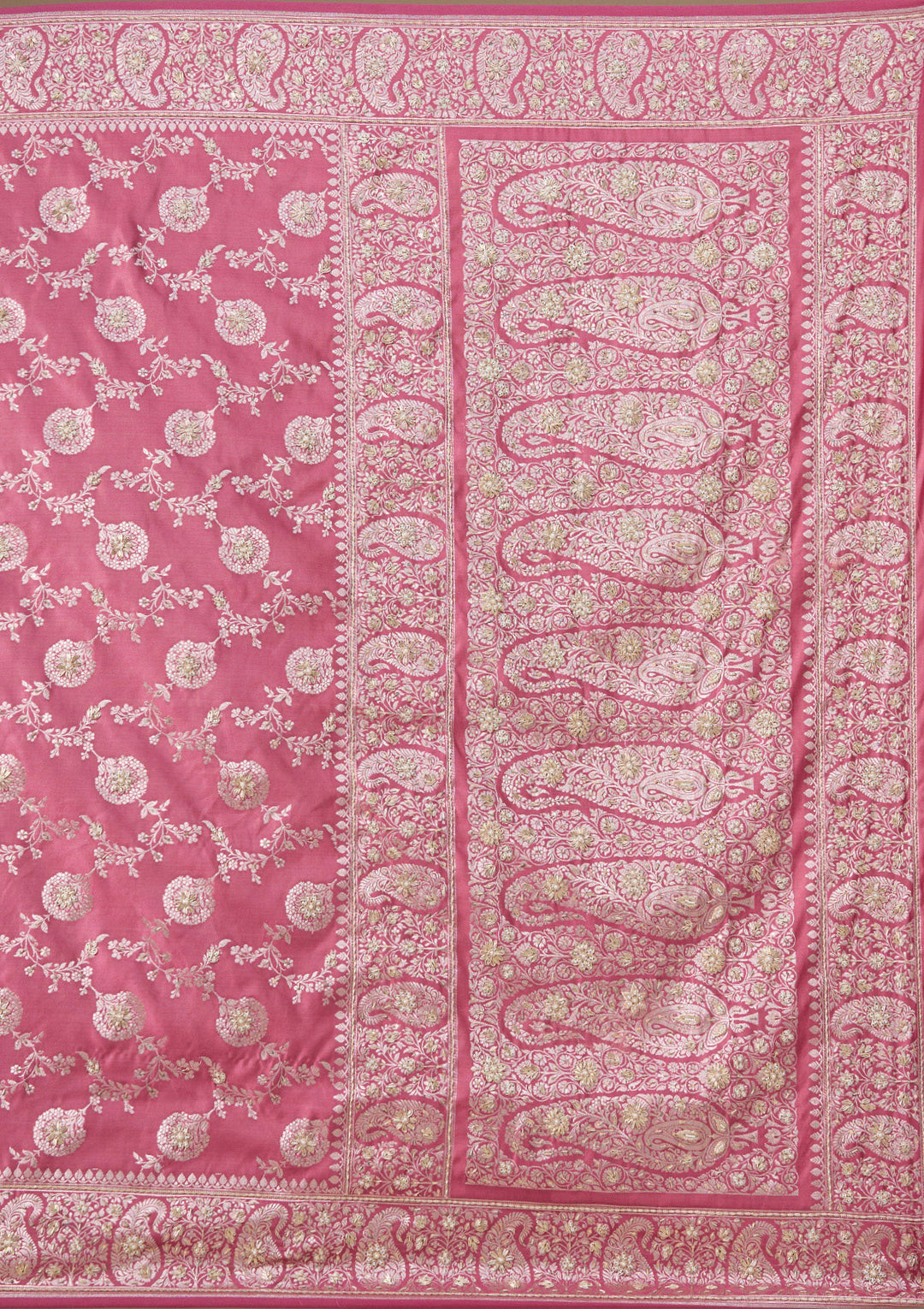 Onion Pink Zardozi (Silver) Art Silk Silk_Saree