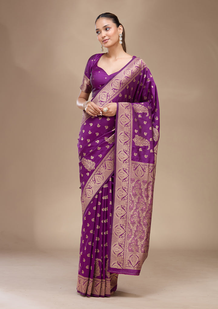Violet Zariwork (Gold) Art Silk Silk_Saree