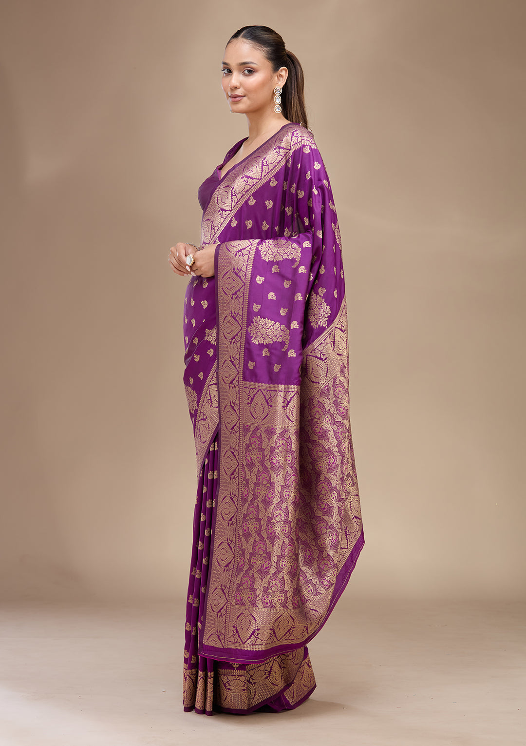 Violet Zariwork (Gold) Art Silk Silk_Saree