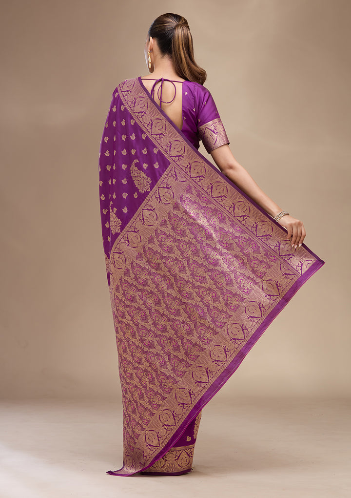 Violet Zariwork (Gold) Art Silk Silk_Saree