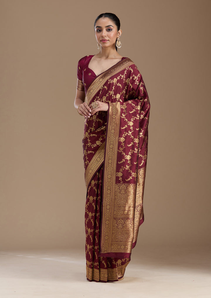 Maroon Zariwork Art Silk Saree