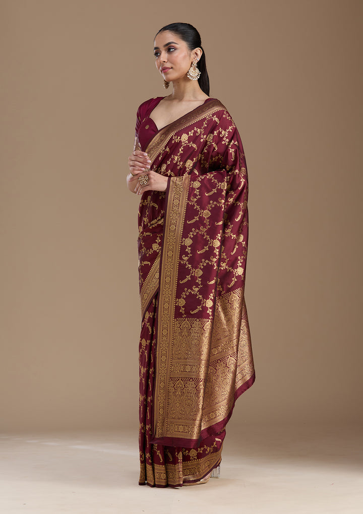 Maroon Zariwork Art Silk Saree