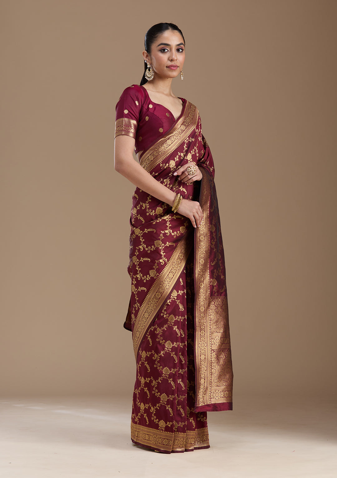 Maroon Zariwork Art Silk Saree