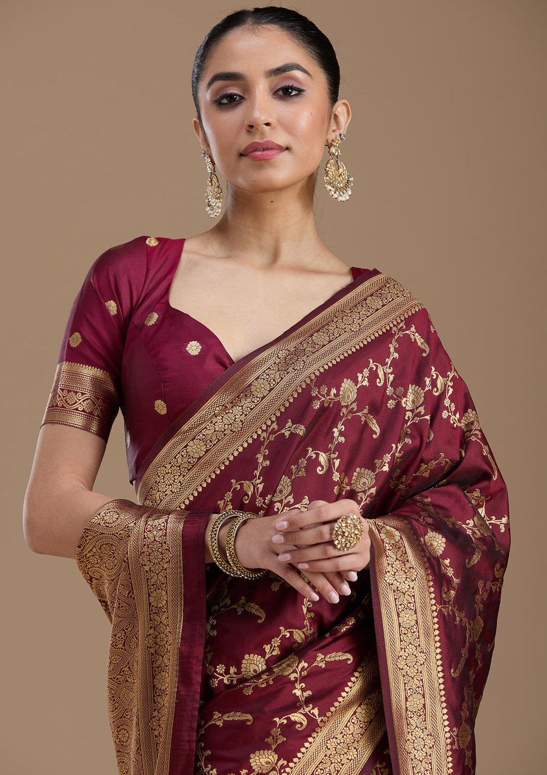 Maroon Zariwork Art Silk Saree