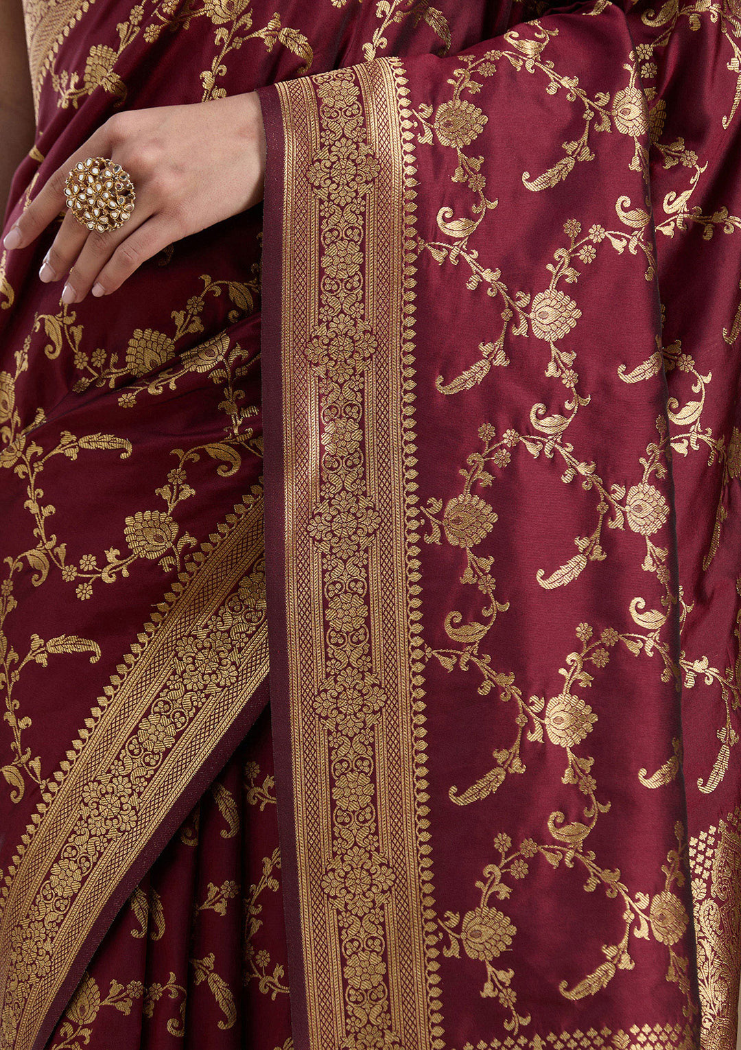 Maroon Zariwork Art Silk Saree
