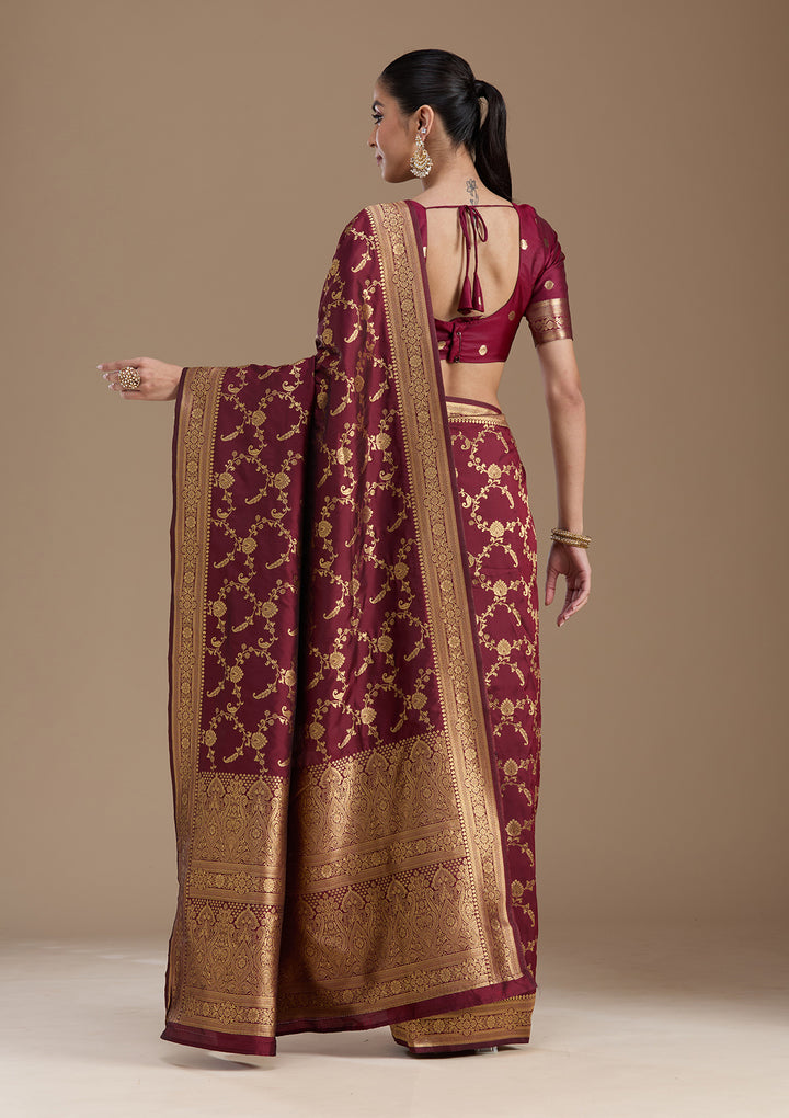 Maroon Zariwork Art Silk Saree