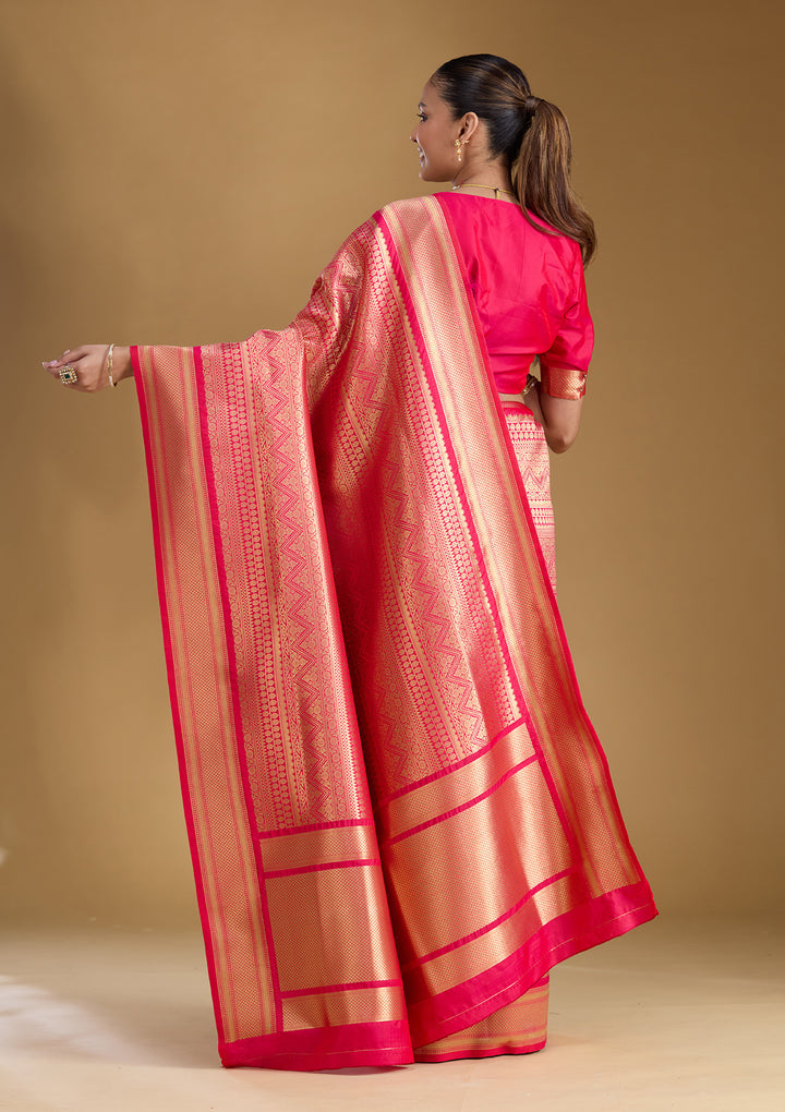 Rani Pink Zariwork (Gold) Art Silk Silk_Saree