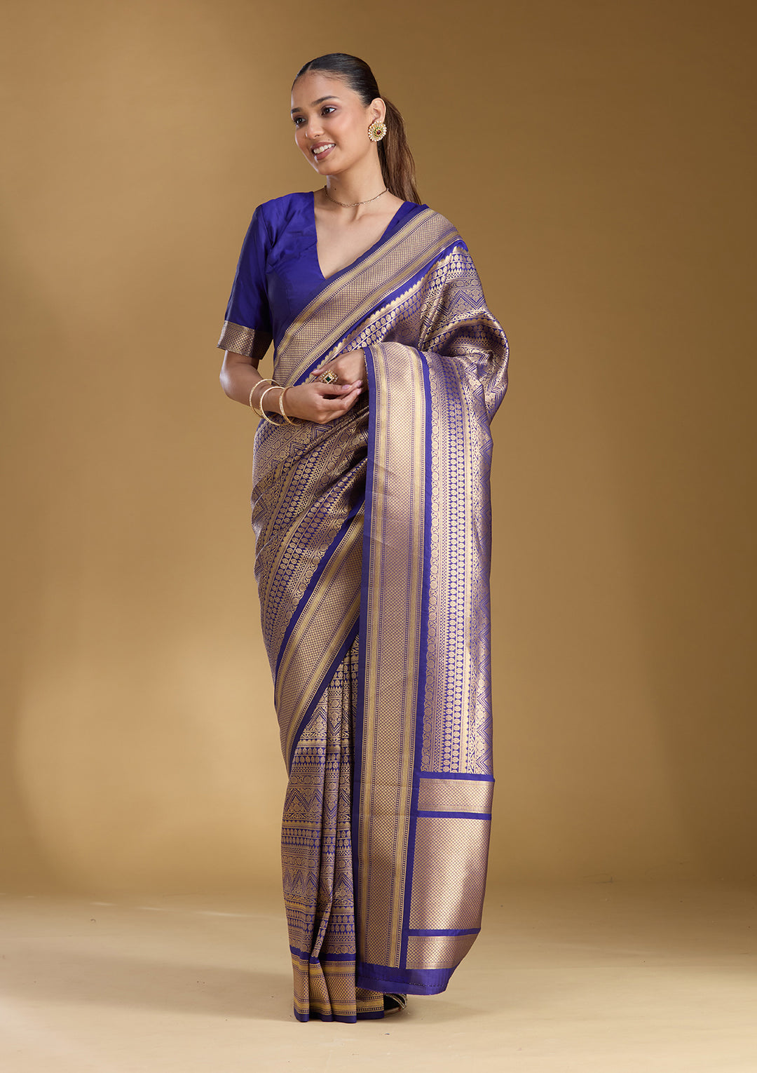 Royal Blue Zariwork (Gold) Art Silk Silk_Saree