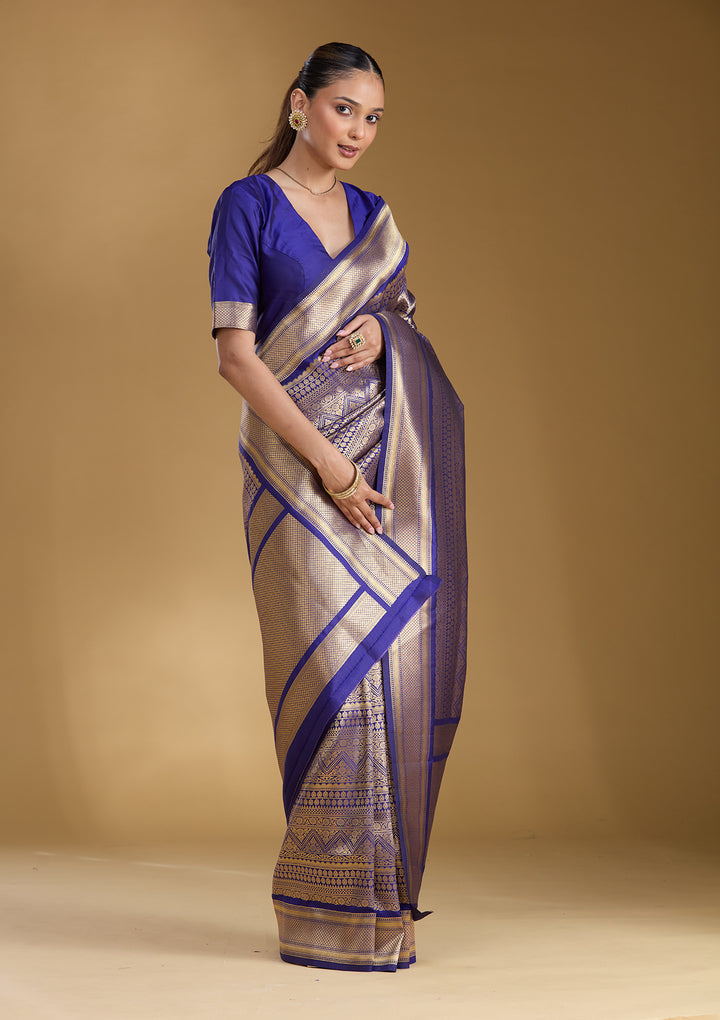 Royal Blue Zariwork (Gold) Art Silk Silk_Saree